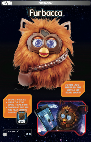 Furby Furbacca in Star Wars Force Friday toy catalog.