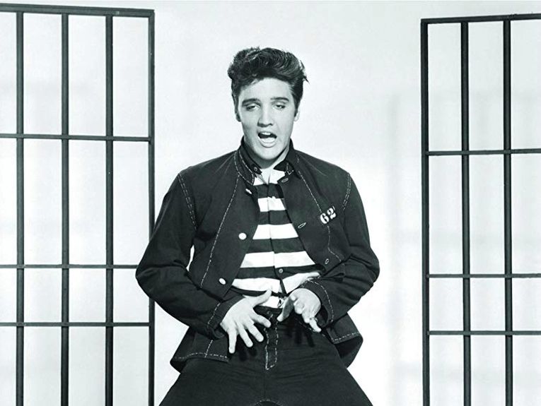 Elvis Presley filming during Jailhouse Rock