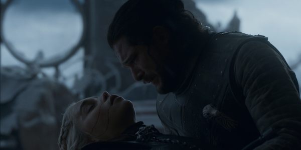 Kit Harington as Jon Snow killing Daenerys in Game of Thrones.