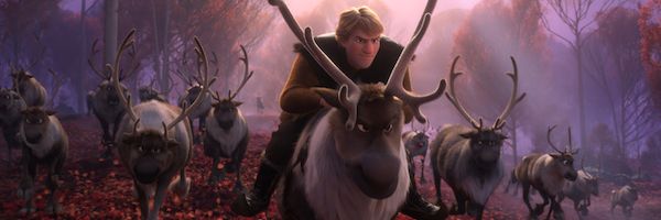 Kristoff rides his reindeer Sven in an image from Disney's Frozen 2