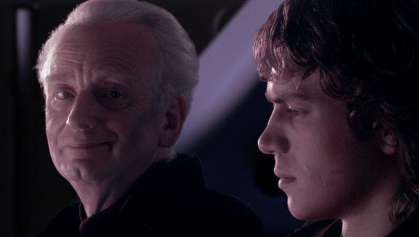 Ian McDiarmid as Palpatine and Hayden Christensen as Anakin Skywalker in Star Wars