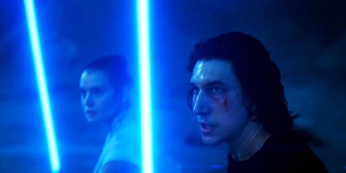 Daisy Ridley and Adam Driver in The Rise of Skywalker