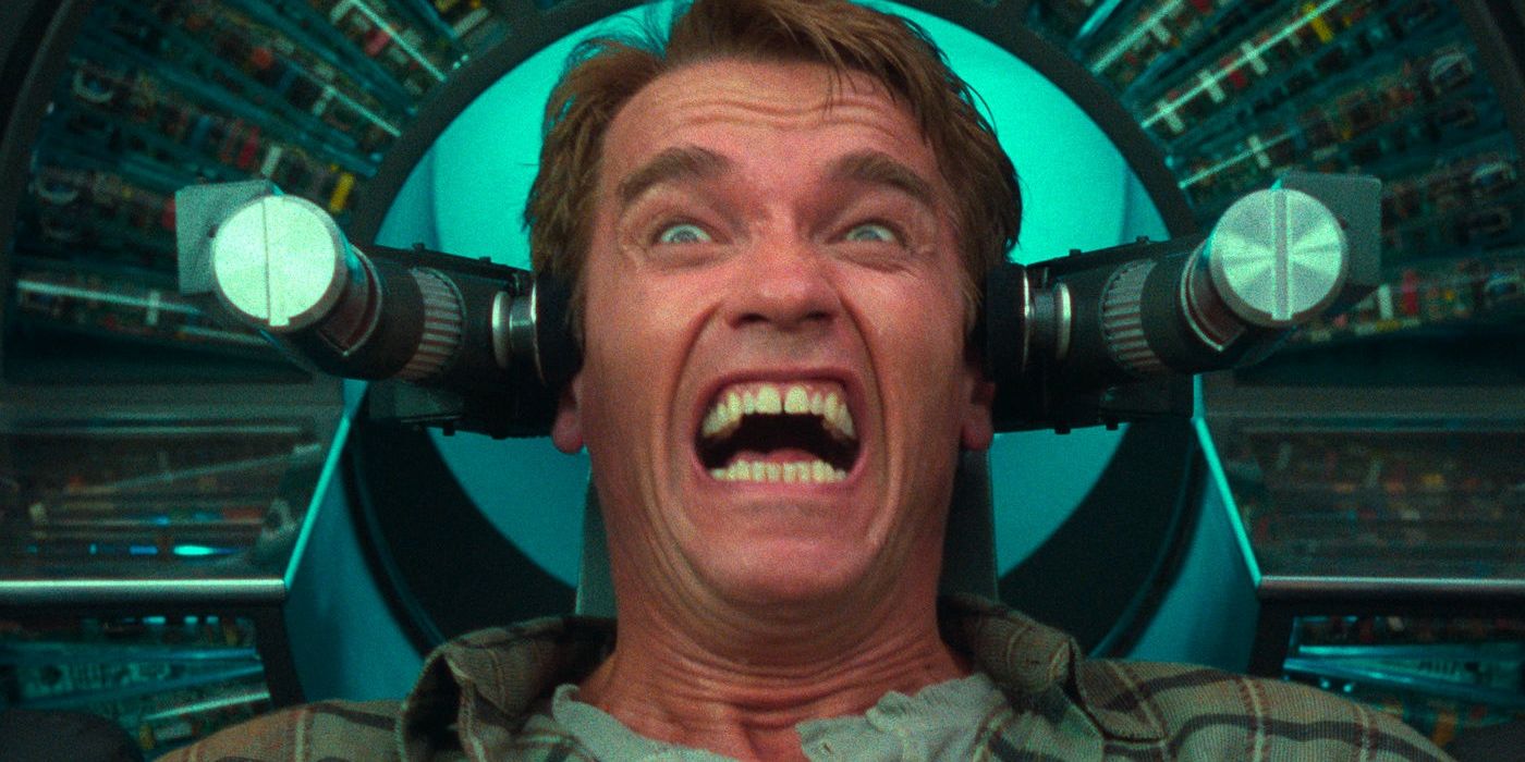 Arnold Schwarzenegger strapped to the Rekall machine in Total Recall