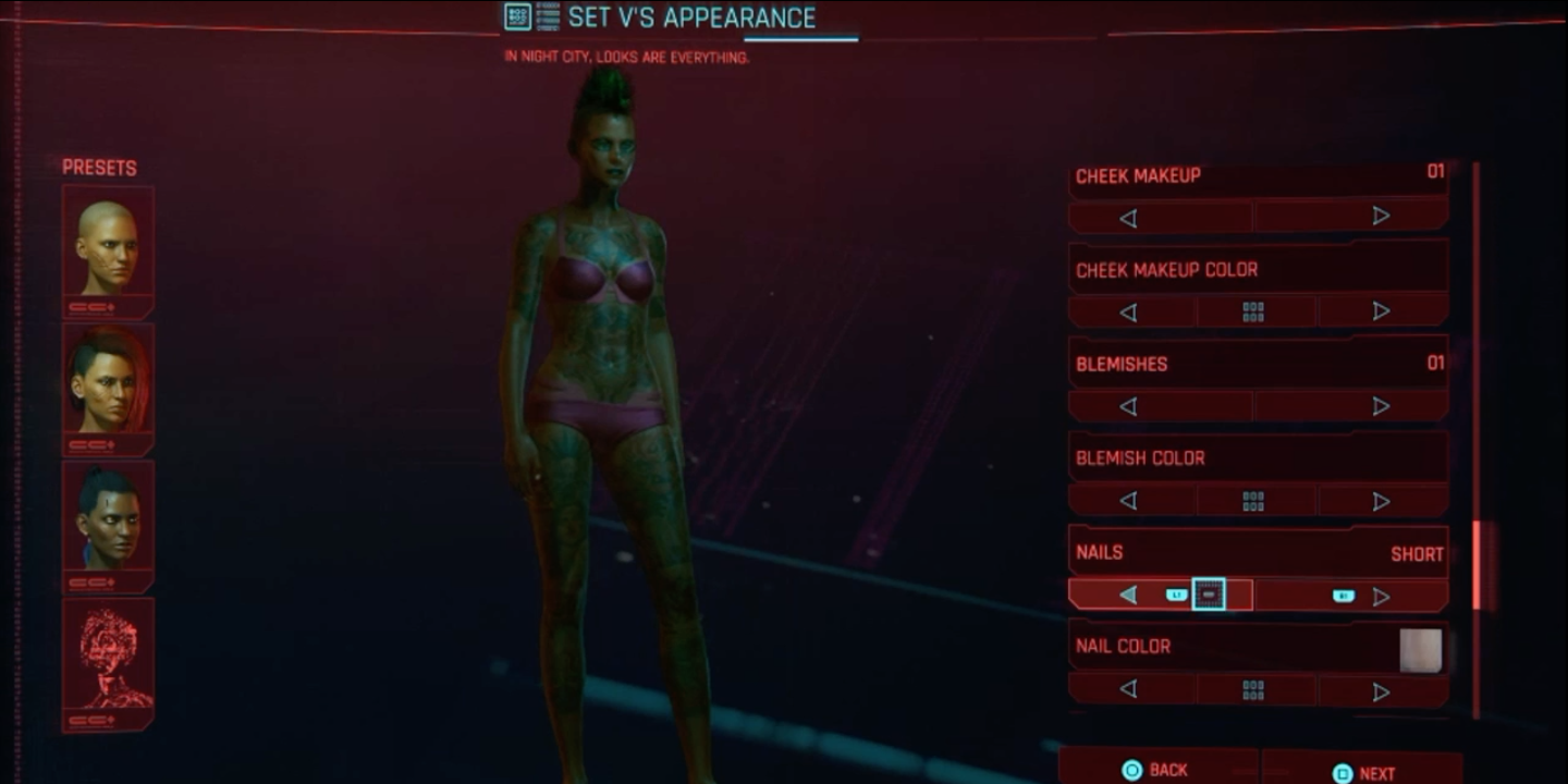 Character creation in Cyberpunk 2077