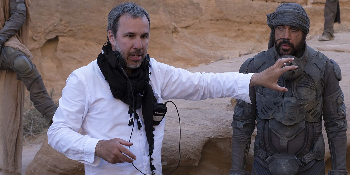 Denis Villeneve and Javier Bardem as Stilgar on the set of Dune Part Two