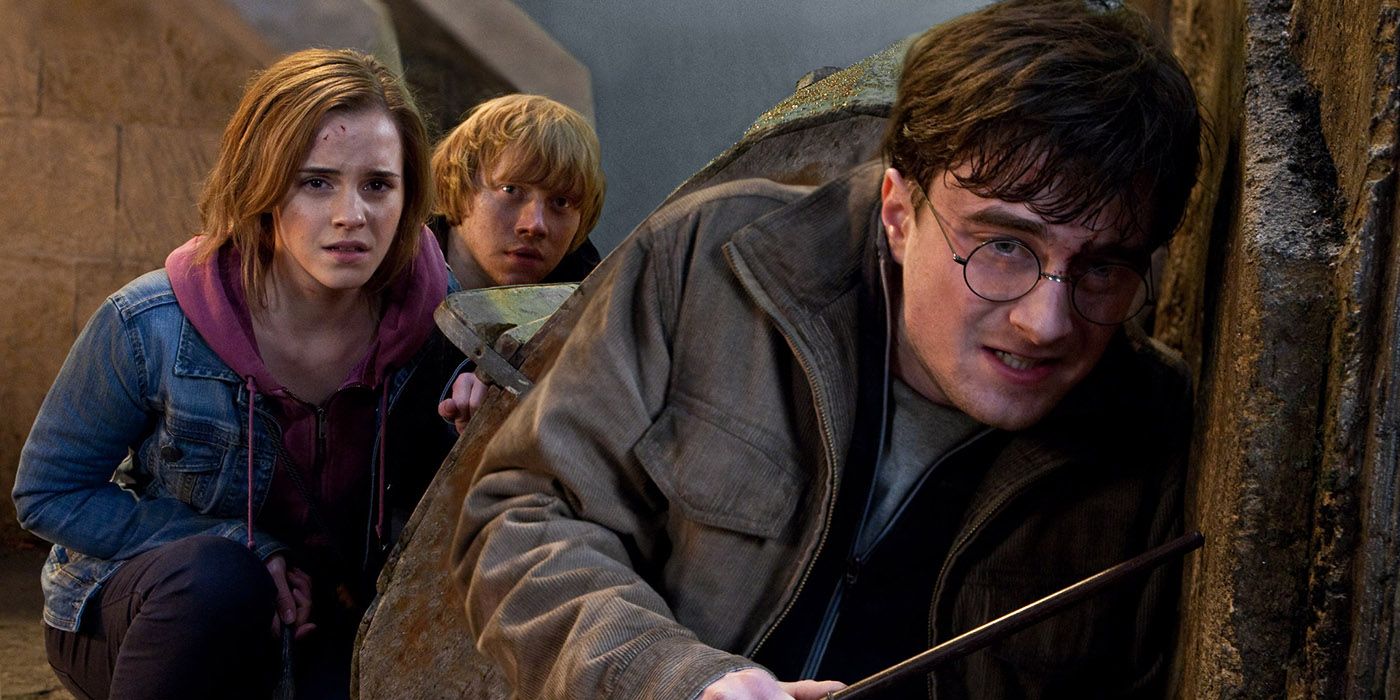 Harry, Hermione and Ron hide in Harry Potter and the Deathly Hallows Part 2