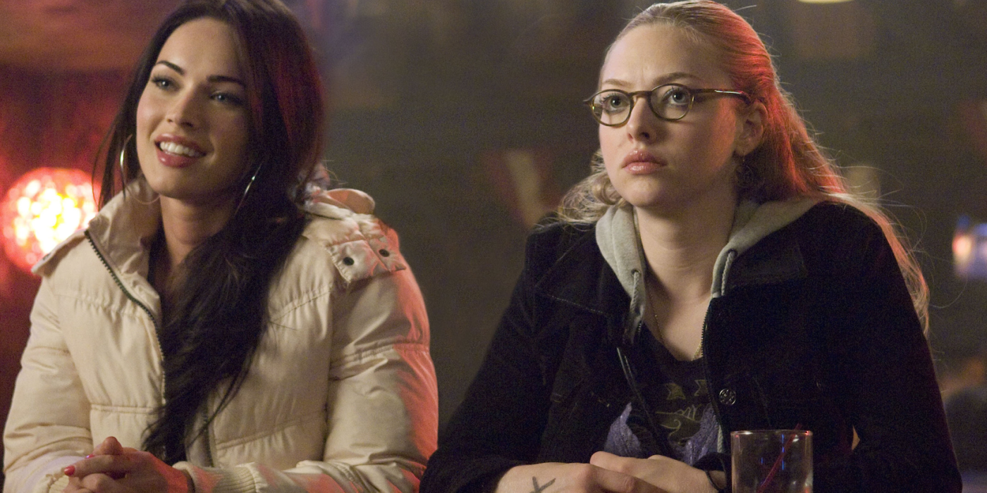 Megan Fox and Amanda Seyfried portray Jennifer and Needy respectively, as they sit at the bar in Karyn Kusama's film Jennifer's Body