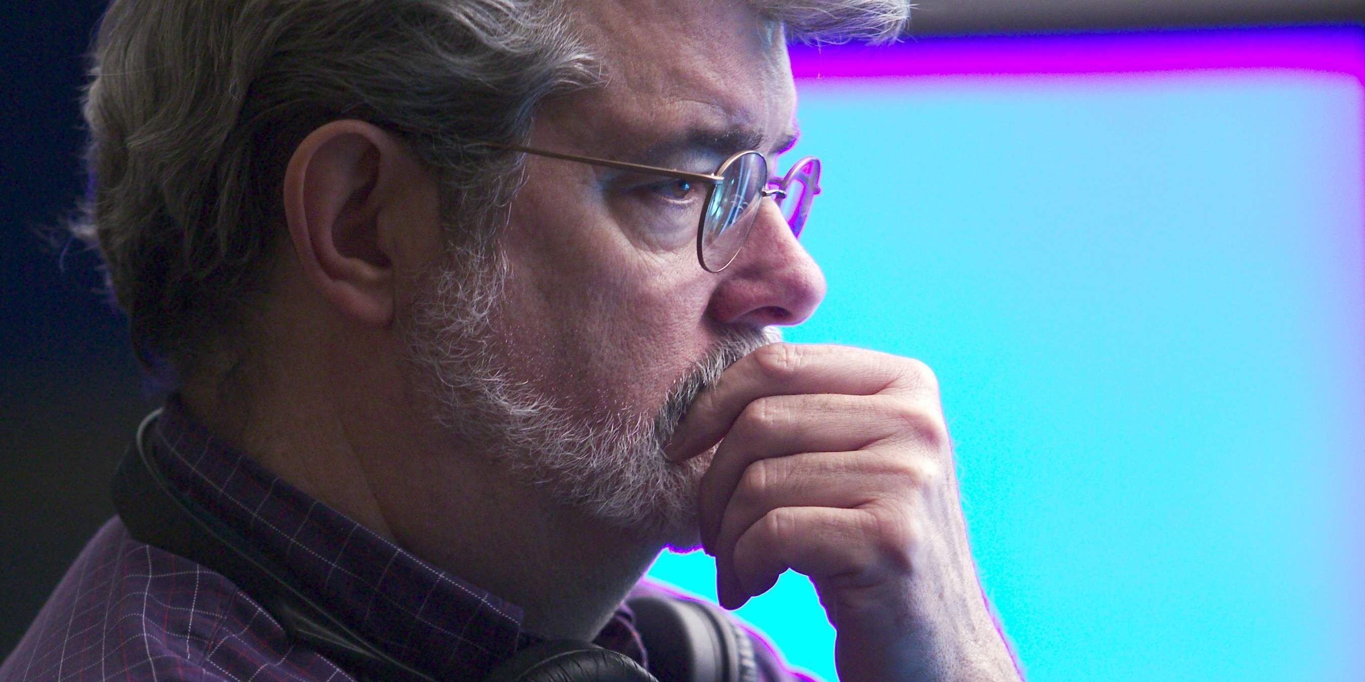 George Lucas on the set of Star Wars Episode III Revenge of the Sith