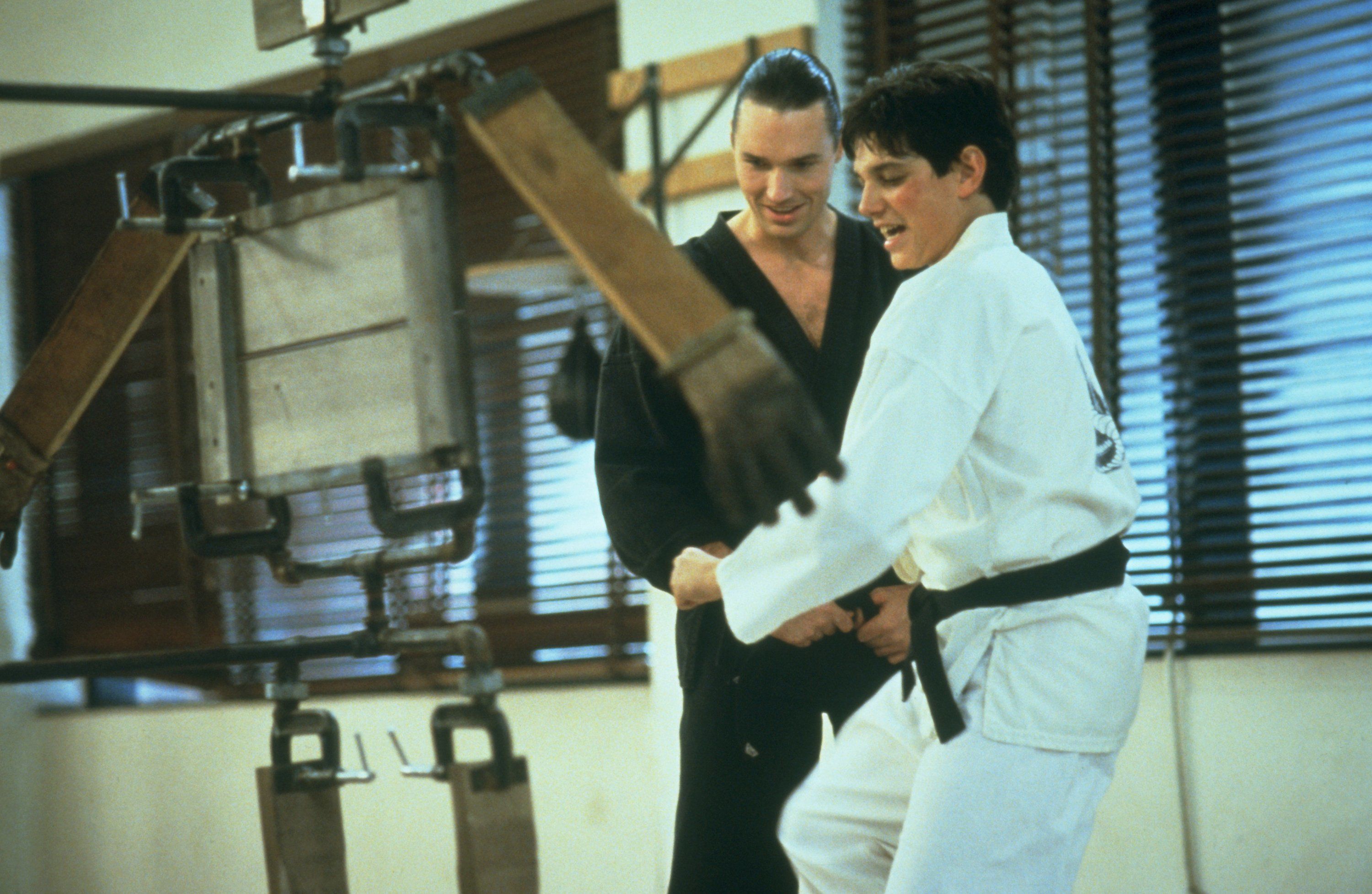 Thomas Ian Griffith and Ralph Macchio in The Karate Kid Part III