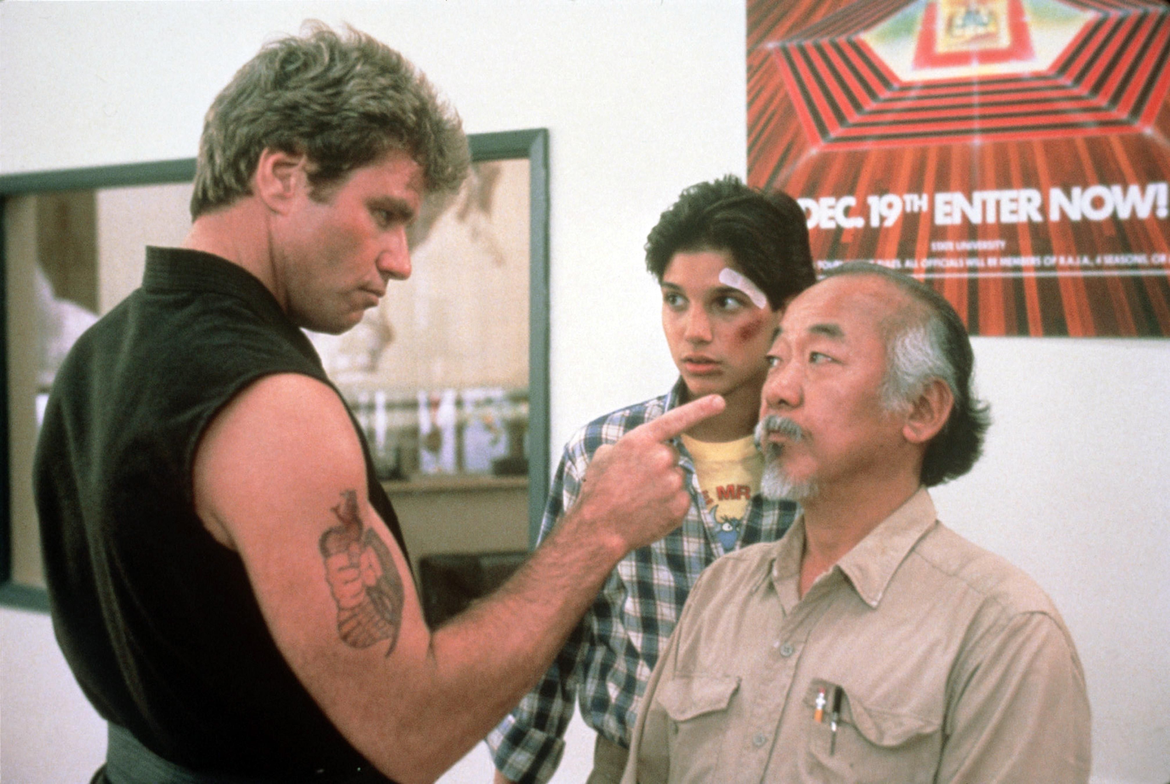 Martin Kove, Pat Morita and Martin Kove in The Karate Kid