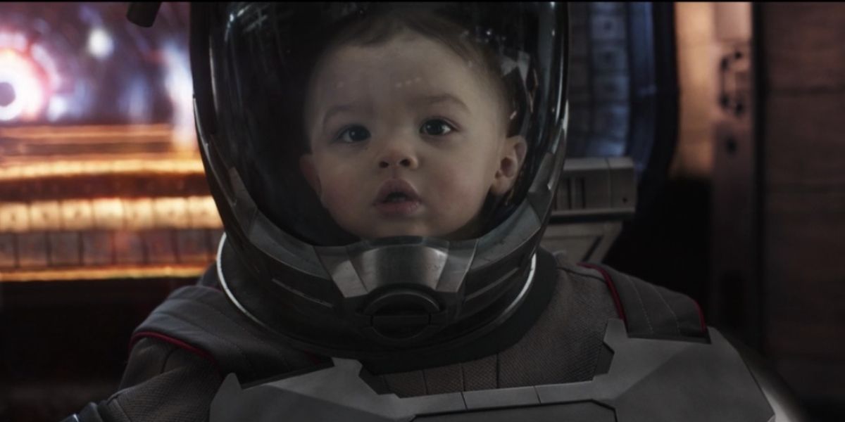 Baby Scott Lang inside a space suit in Avengers: Endgame Image