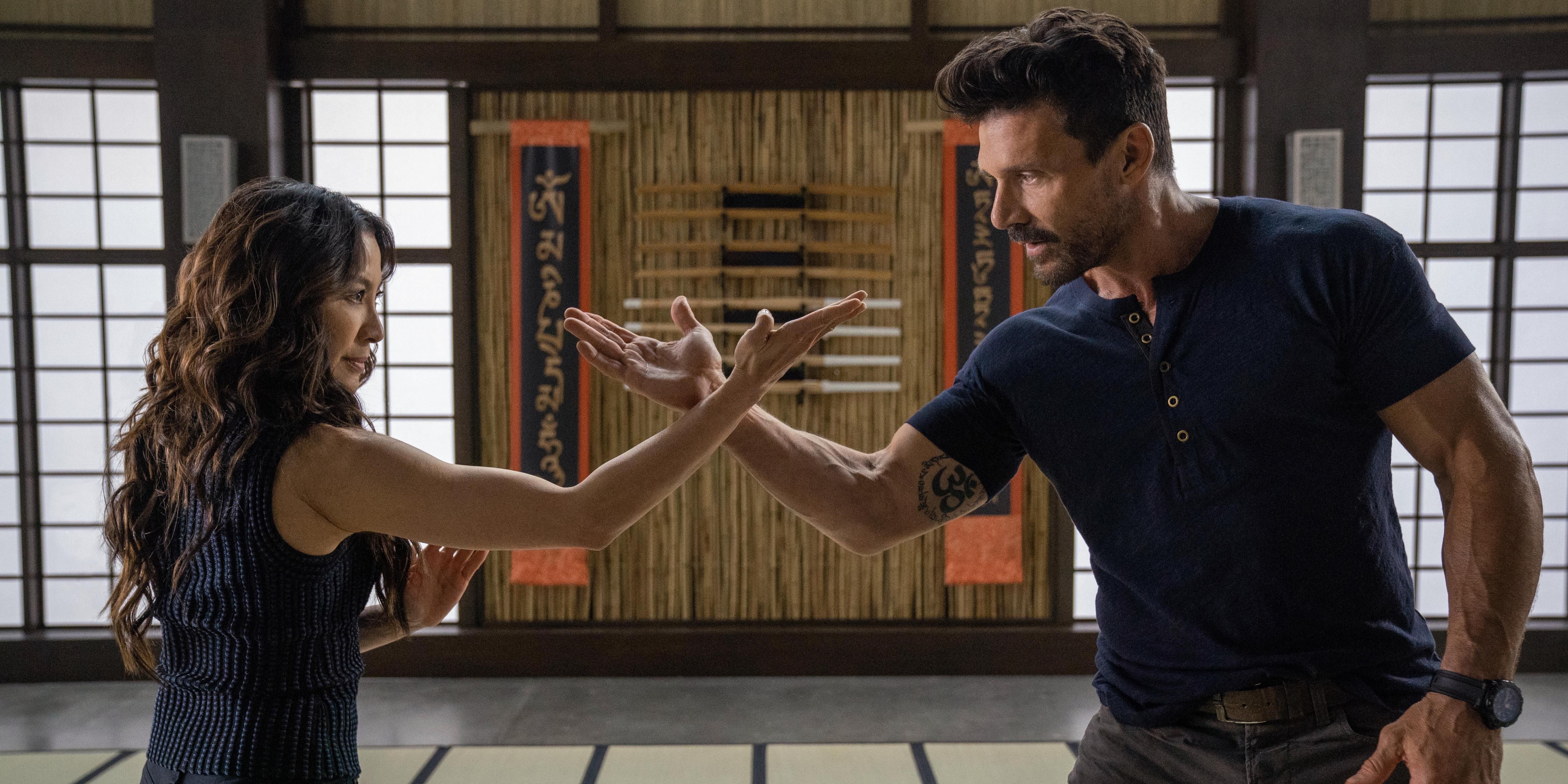 Michelle Yeoh and Frank Grillo in Boss Level