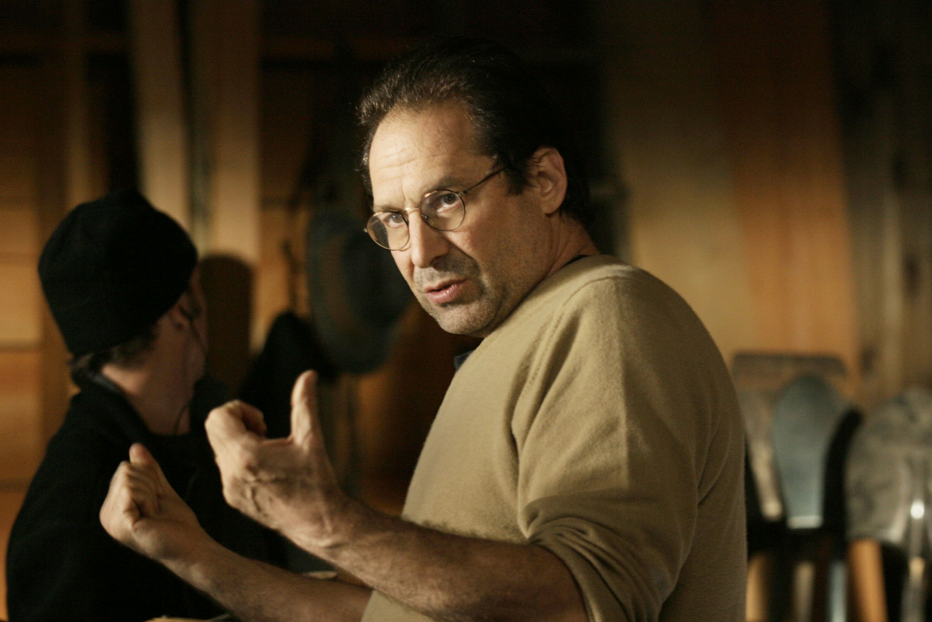 David Milch on the Set of Deadwood