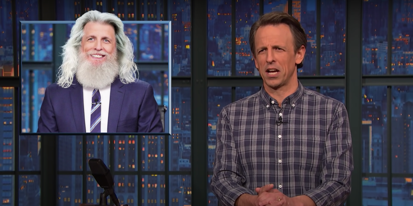 Seth Meyers as an old man on Late Night with Seth Meyers