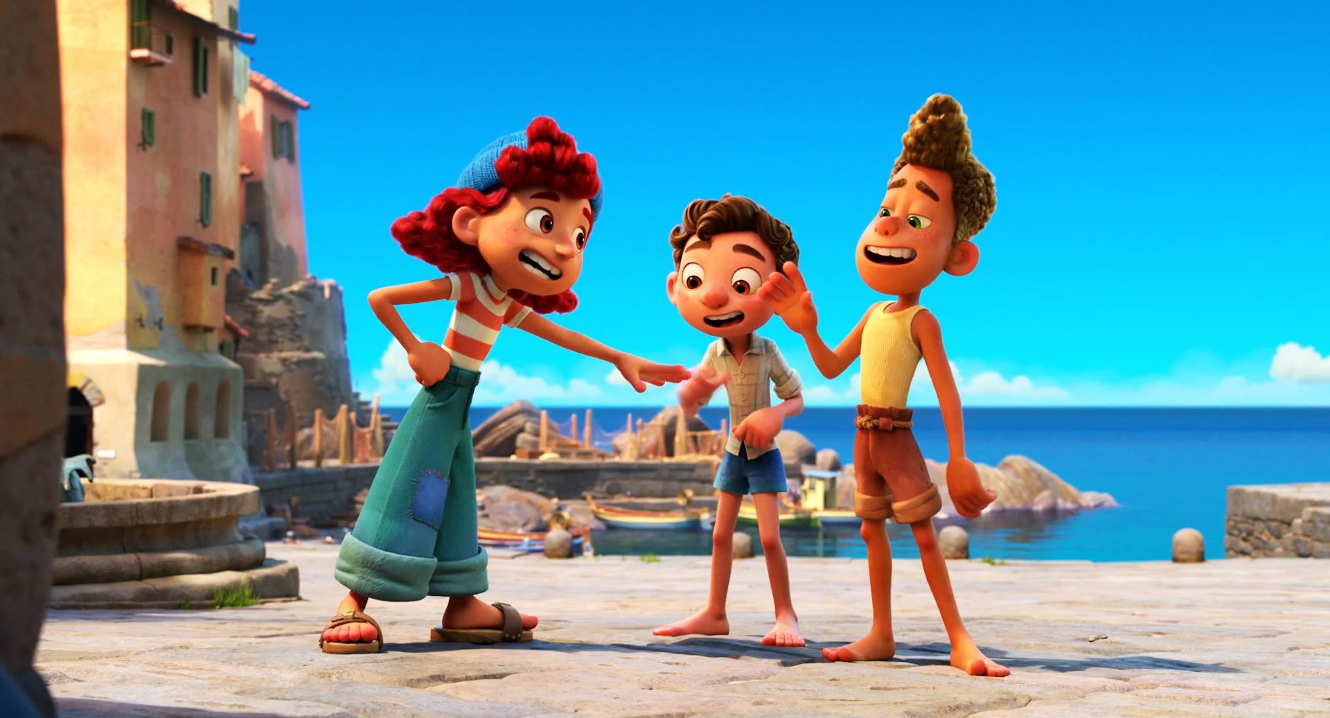 Giulia, Alberto and Luca in the Pixar Movie Luca