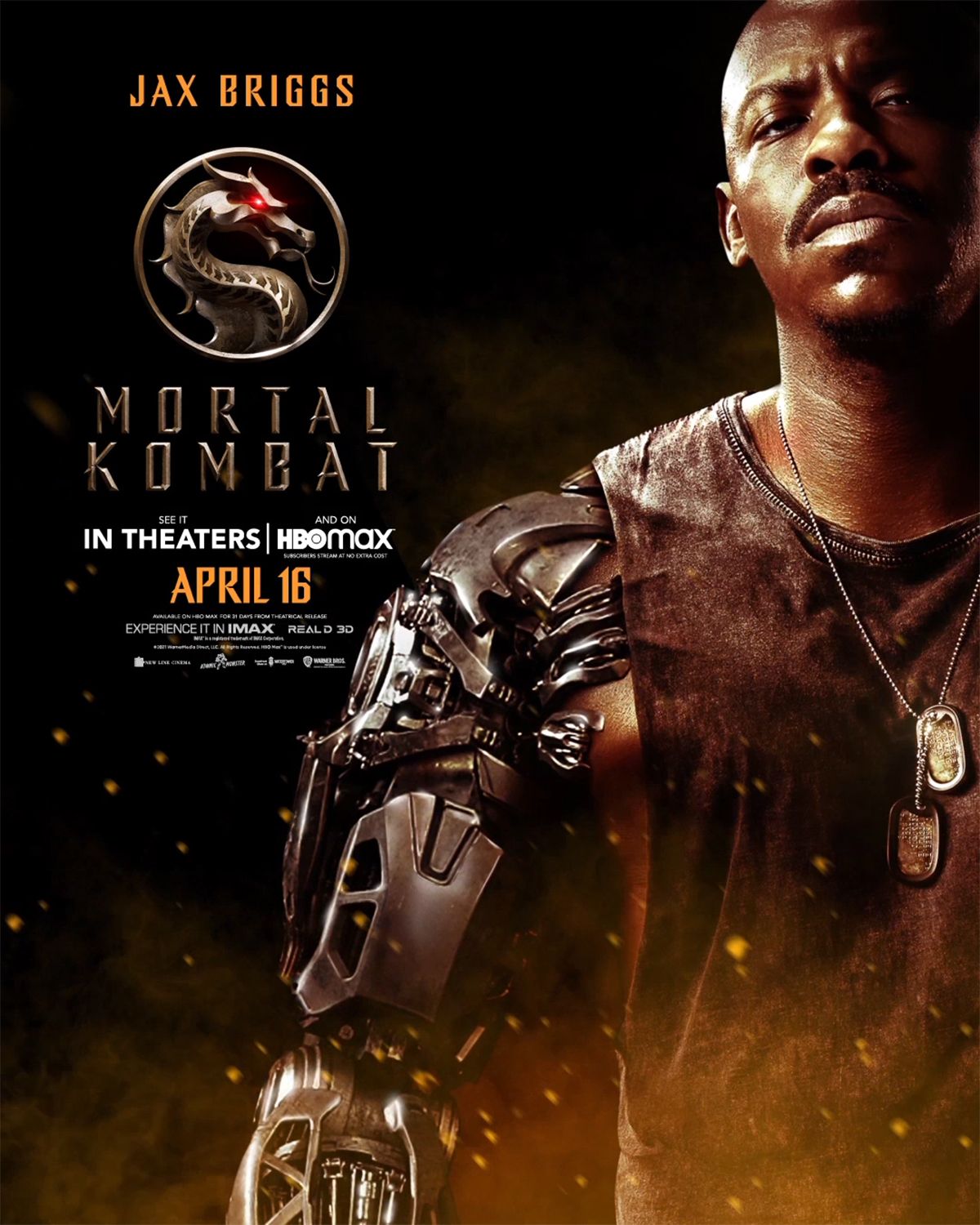 Jax character poster for Mortal Kombat movie