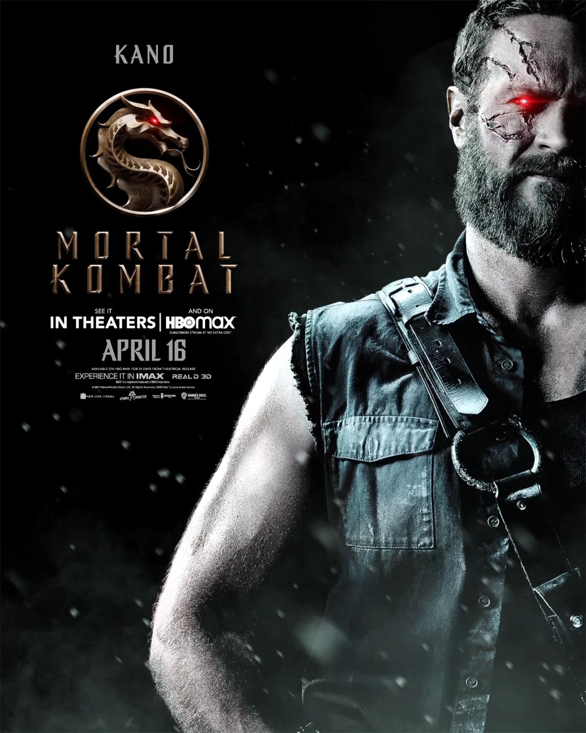 Kano character poster for Mortal Kombat movie