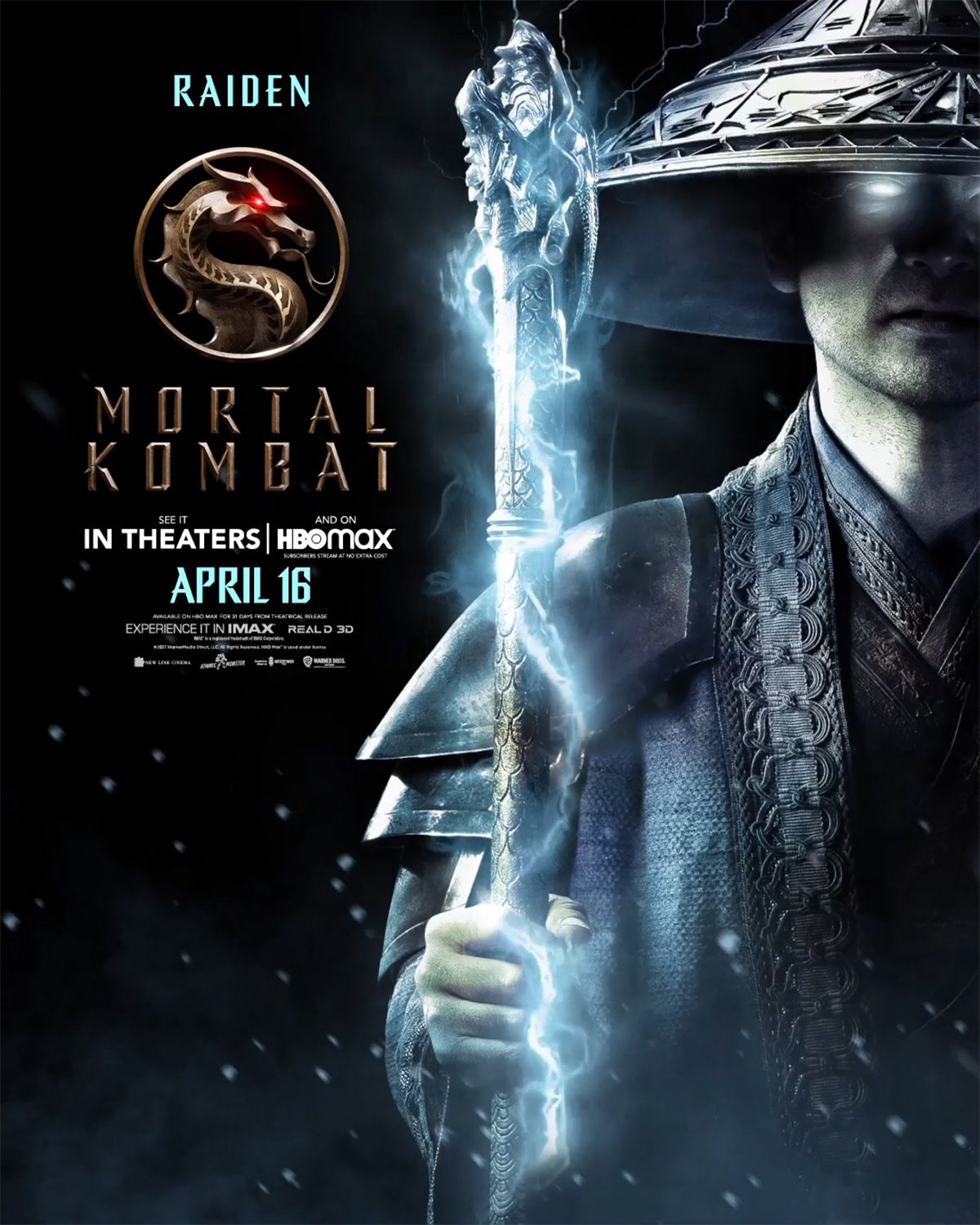 Raiden character poster for Mortal Kombat movie