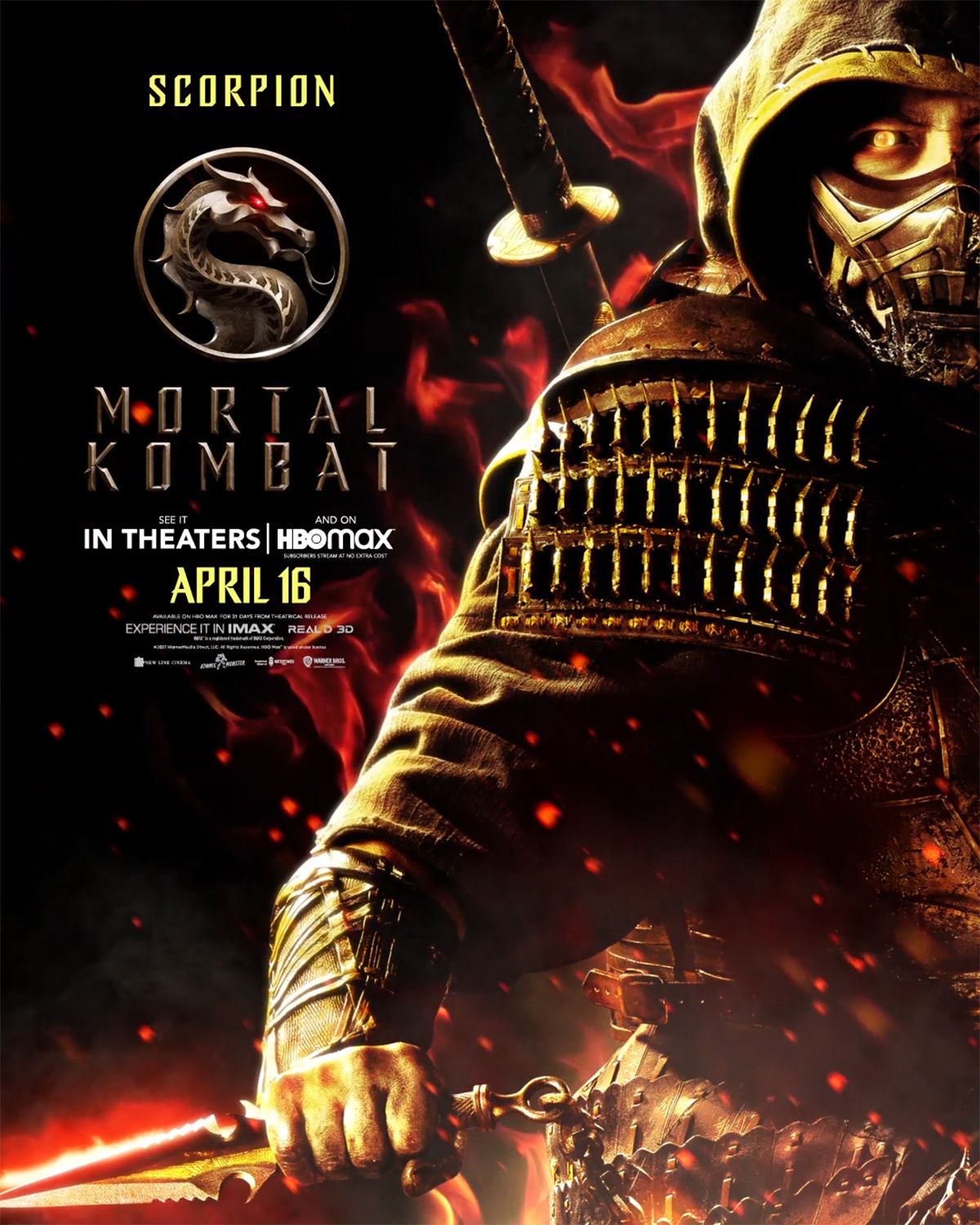 Scorpion character poster for Mortal Kombat movie