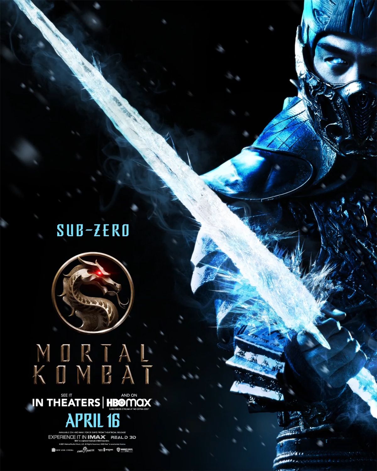Sub-Zero character poster for Mortal Kombat movie