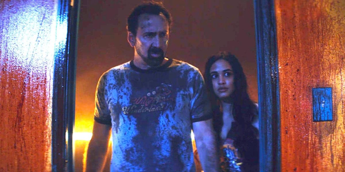 Nicolas Cage and Emily Tosta in Willy's Wonderland
