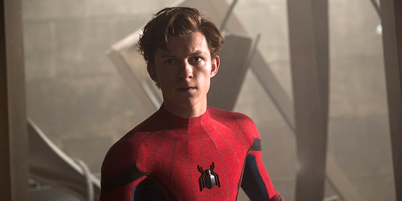 Spider-Man with his  mask off looking intently ahead in Spider-Man: Homecoming