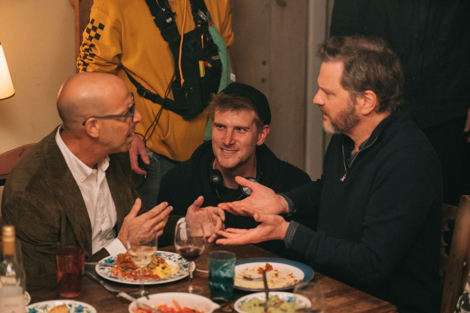 Stanley Tucci, Colin Firth and Harry Macqueen on the Set of Supernova