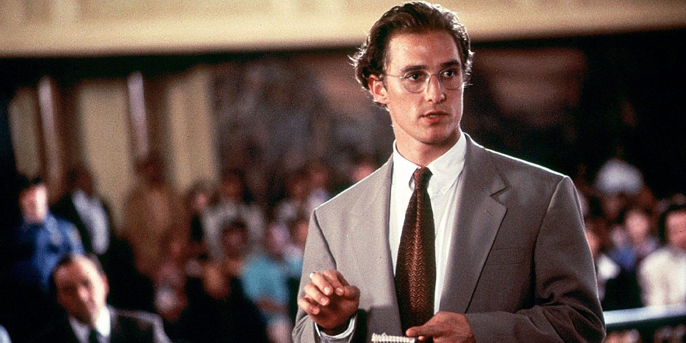 Matthew McConaughey addressing a court room in A Time to Kill (1996)