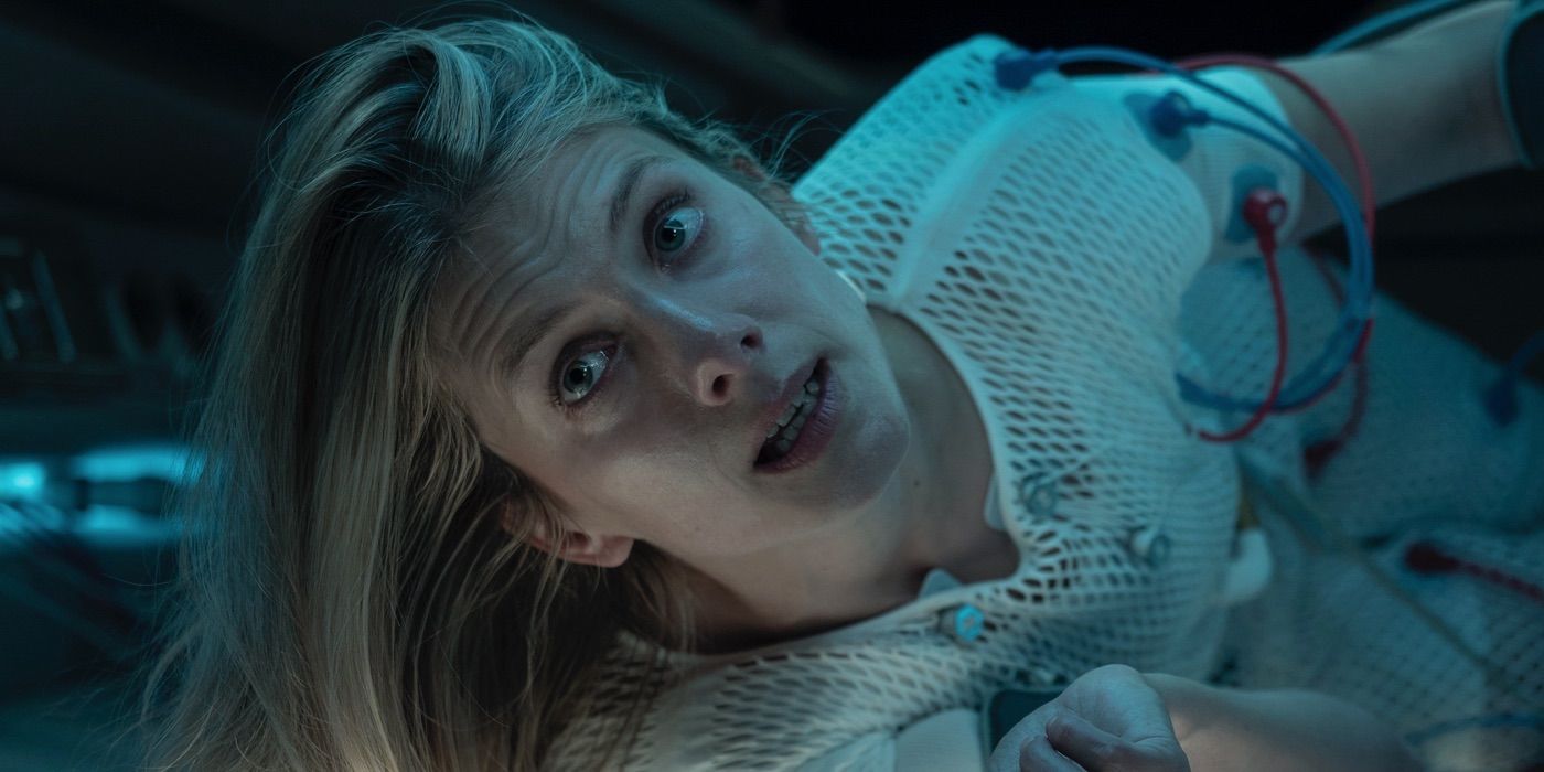 Melanie Laurent on the floor looking desperate in the movie Oxygen.