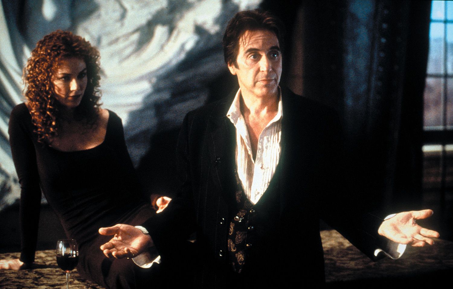 Al Pacino and Connie Nielsen in The Devil's Advocate