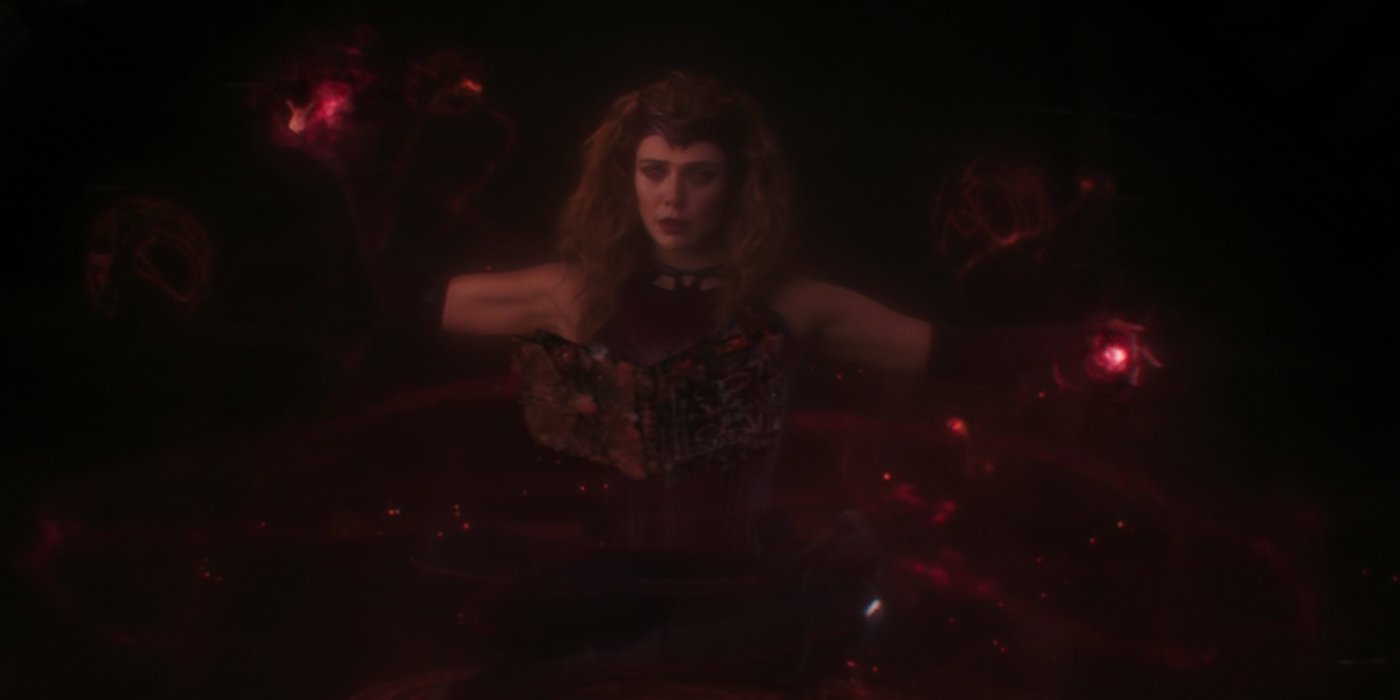 Scarlet Witch reading Darkhold in WandaVision Episode 9