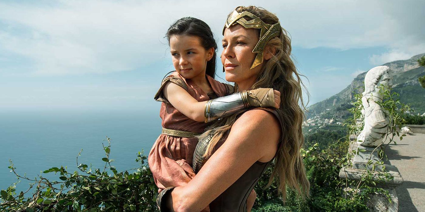 Connie Nielsen and Lilly Aspell in Wonder Woman