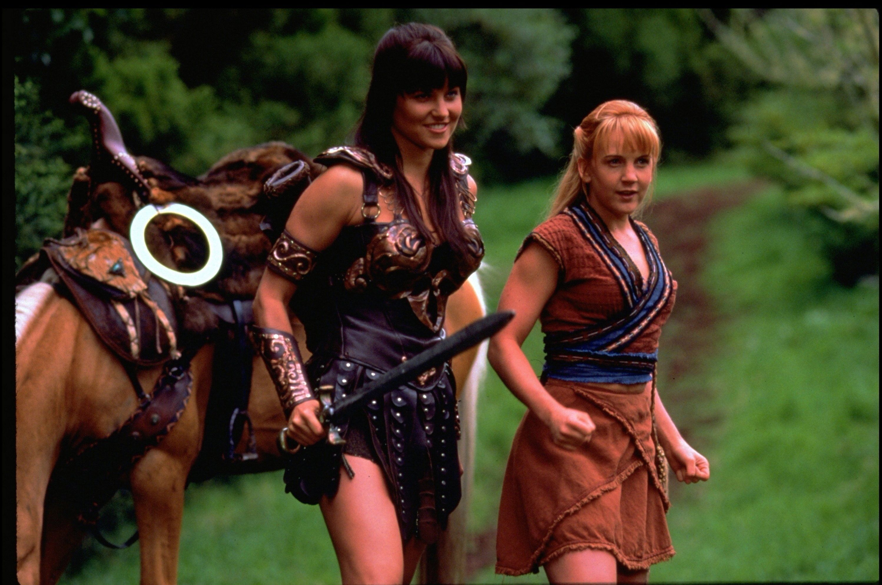 Lucy Lawless and Renee O'Connor in Xena