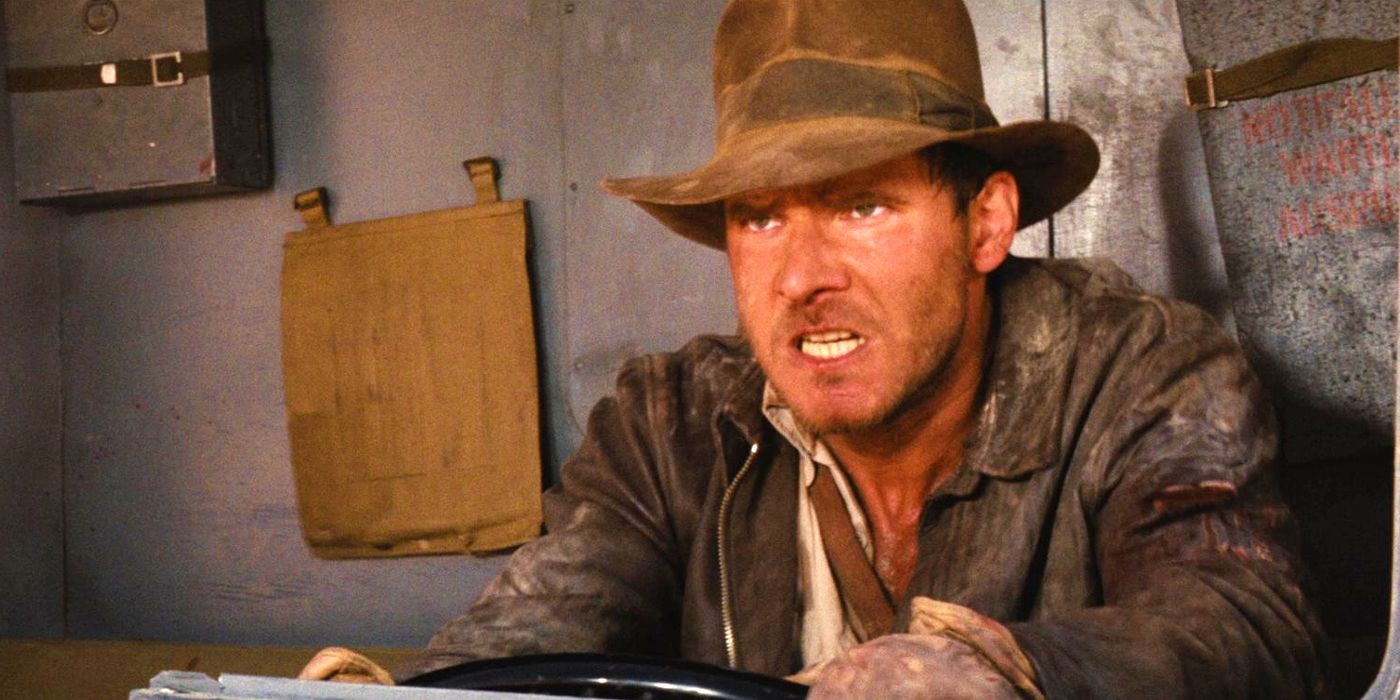 Harrison Ford as Indiana Jones driving a truck in 'Raiders of the Lost Ark'