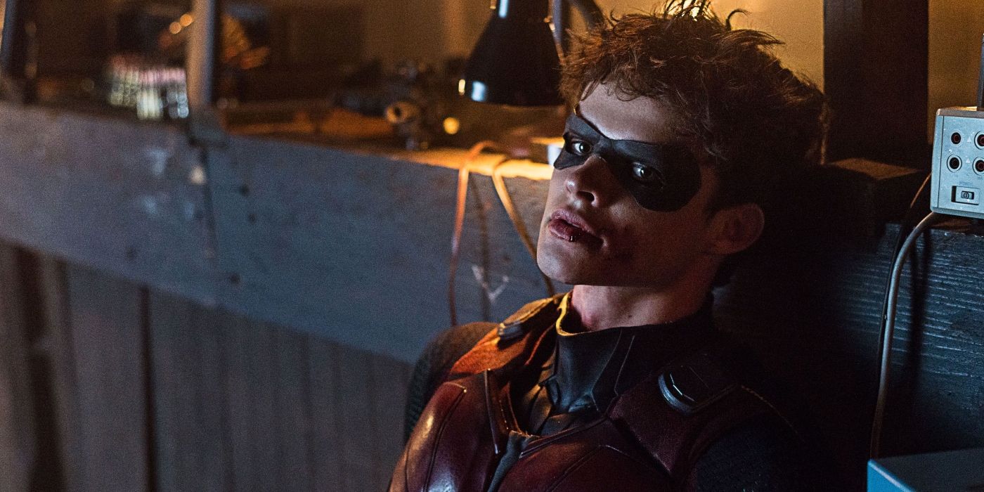 close up of Curran Waters as Jason Todd in Titans.