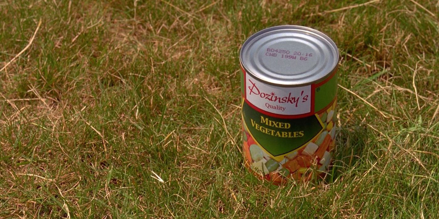 A can of vegetables on the grass in Wet Hot American Summer