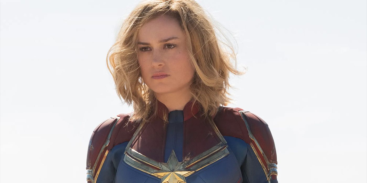 Captain Marvel looking intently ahead in Captain Marvel