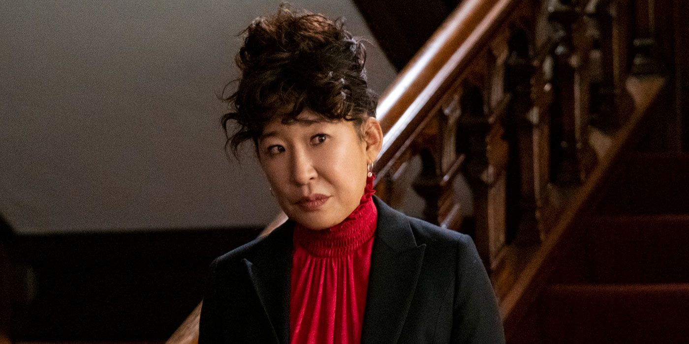 Sandra Oh as Ji-Yoon looking distrustful in The Chair