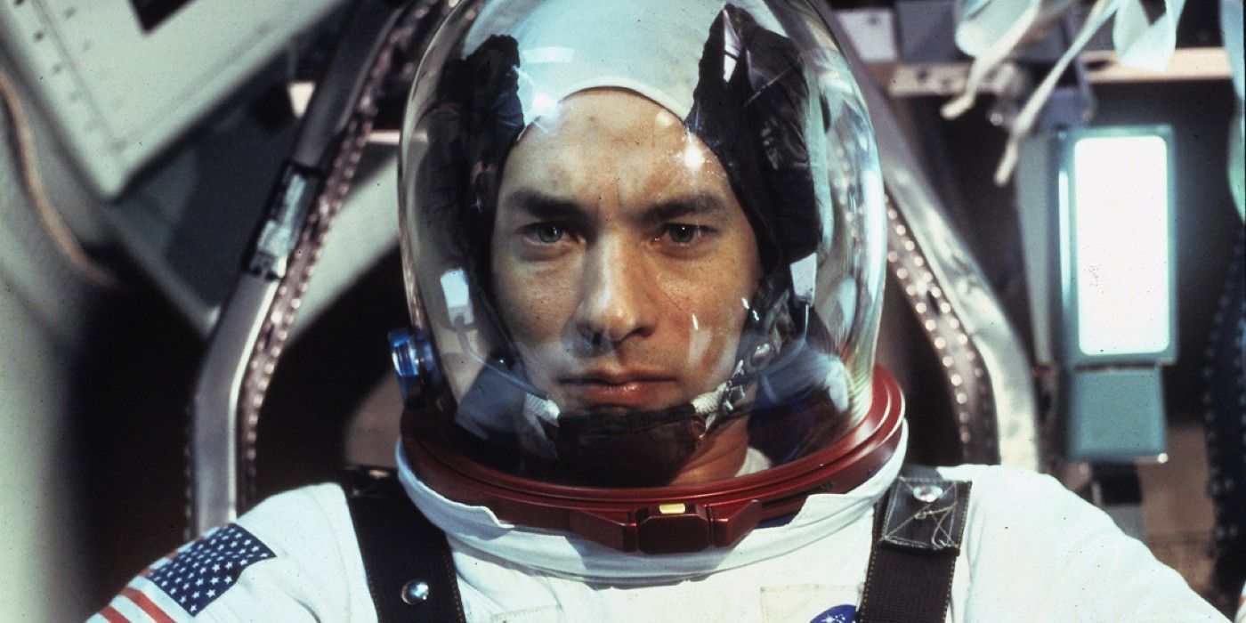 Tom Hanks as Jim Lovell inside a space shuttle in Apollo 13