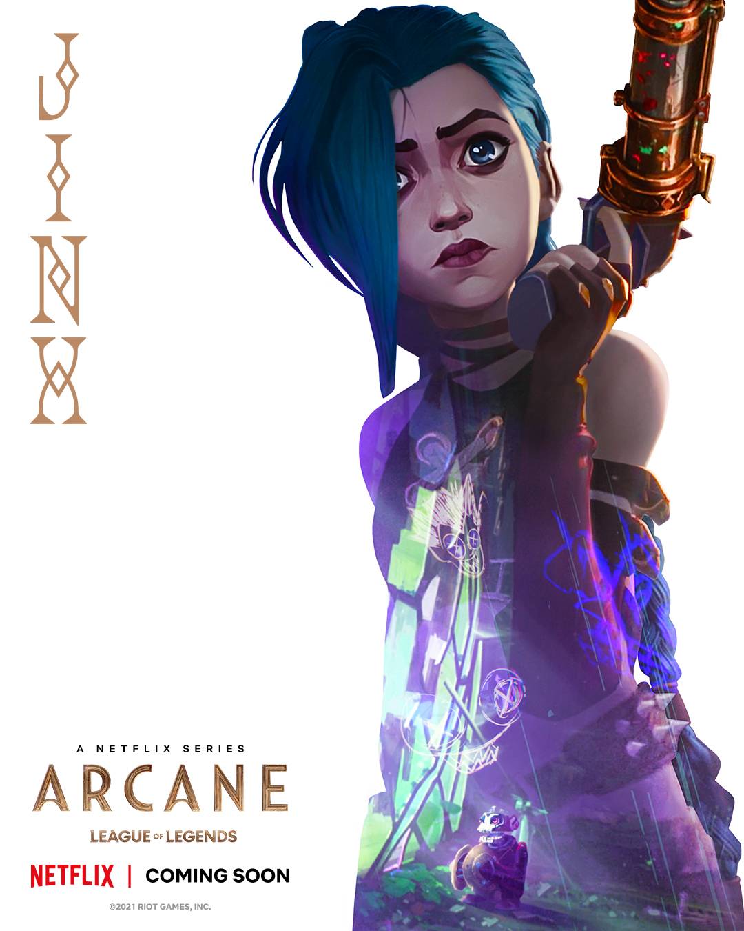 Arcane Jinx, Vi & Caitlyn T-Shirt - Officially Licensed White Cotton Tee
