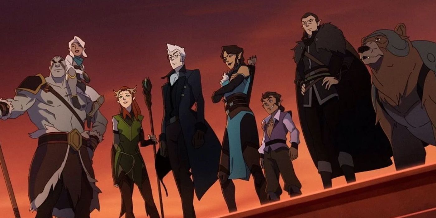 The characters from The Legend Of Vox Machina standing together.