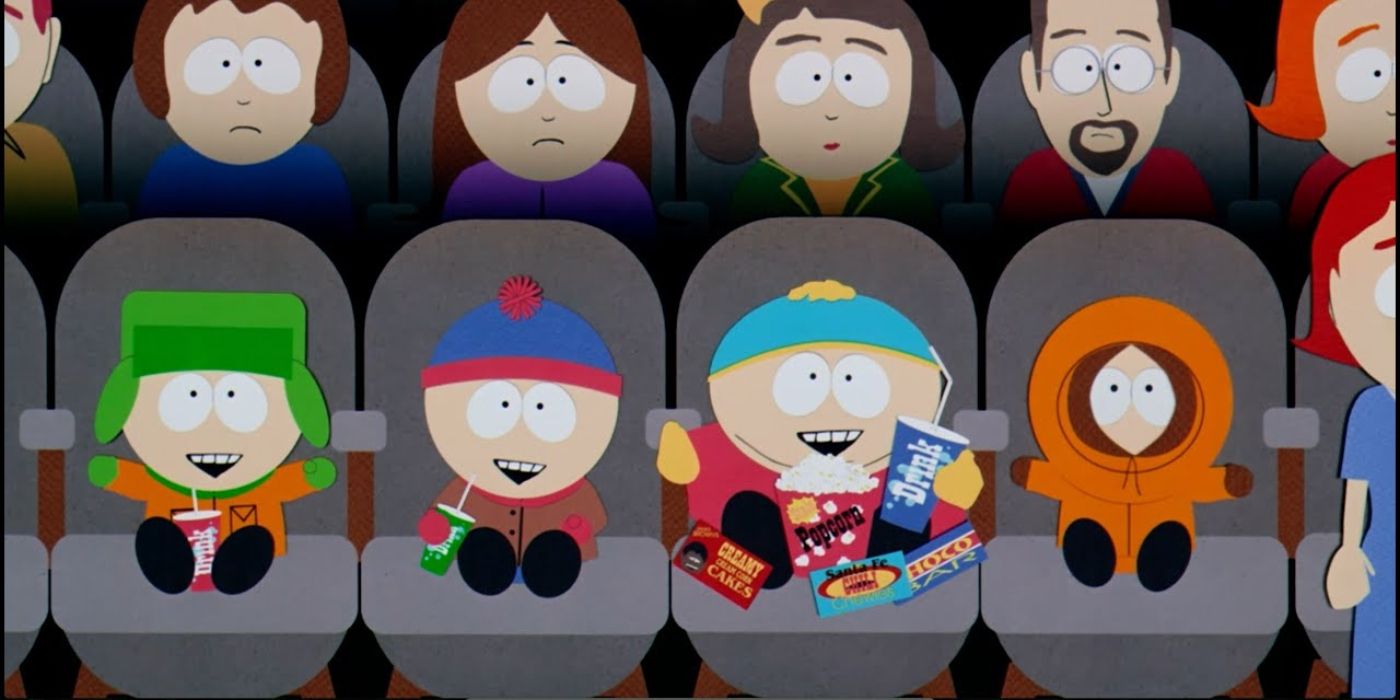 The South Park boys having a good time at the movies.