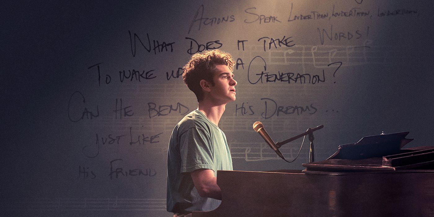 Andrew Garfield playing piano in Tick Tick...Boom!