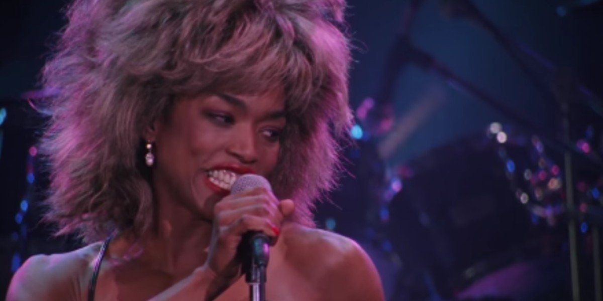 Tina Turner singing on stage in Whats Love Got to Do With It?