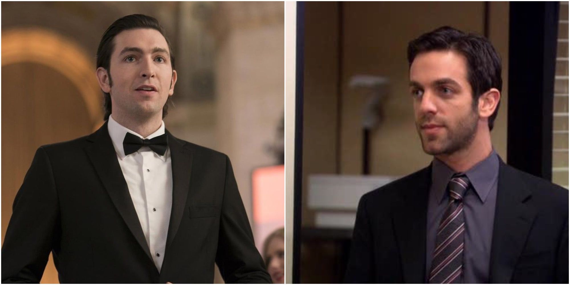 Split image of Greg Hirsch (Succession) and Ryan Howard (The Office)