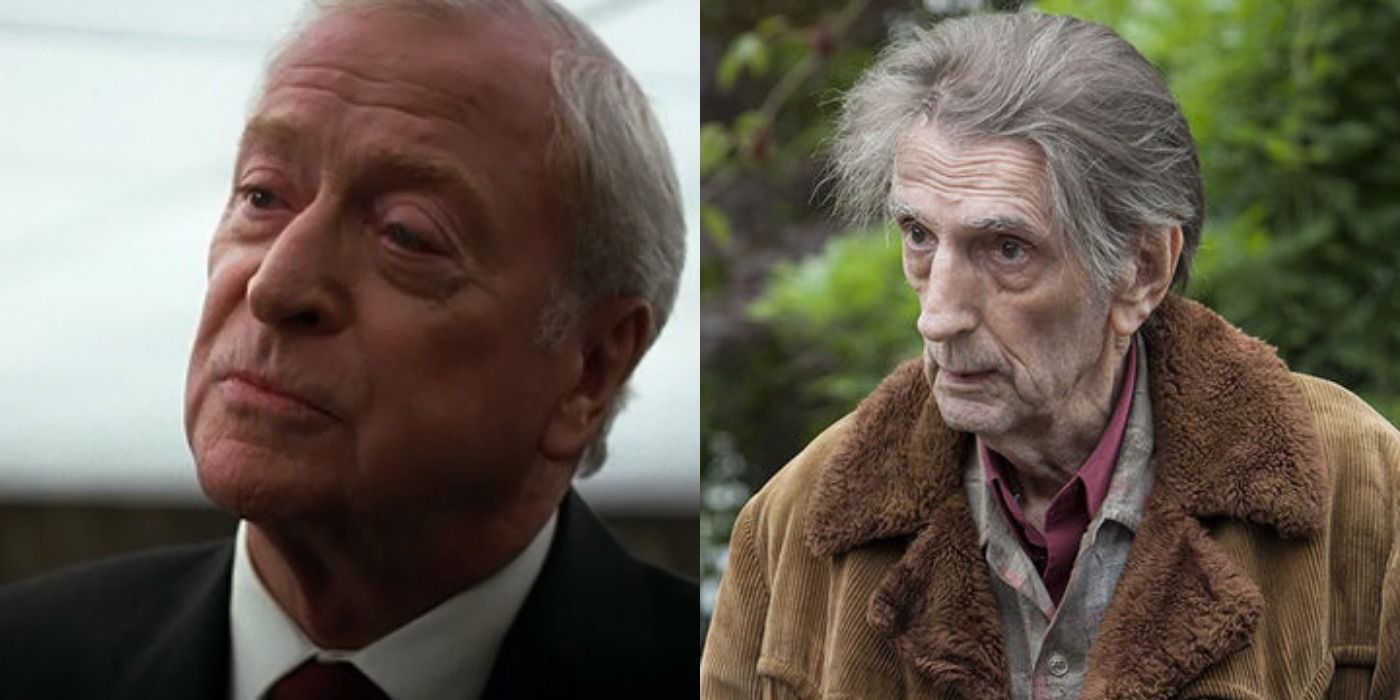 Split image of Alfred Pennyworth in The Dark Knight and Harry Dean Staton in Twin Peaks Fire Walk With Me