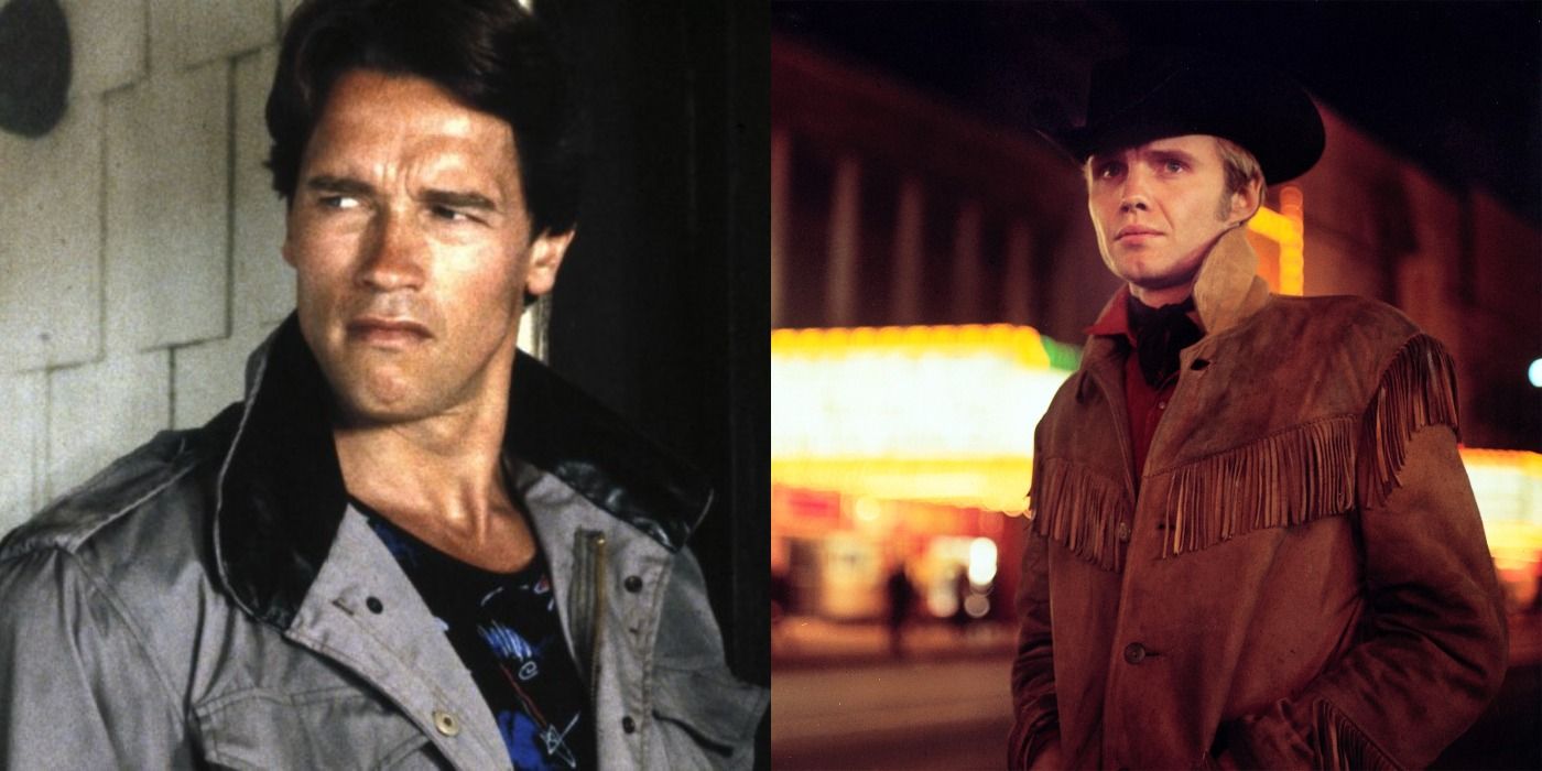 Split image of the Terminator in The Terminator and Jon Voight in Midnight Cowboy