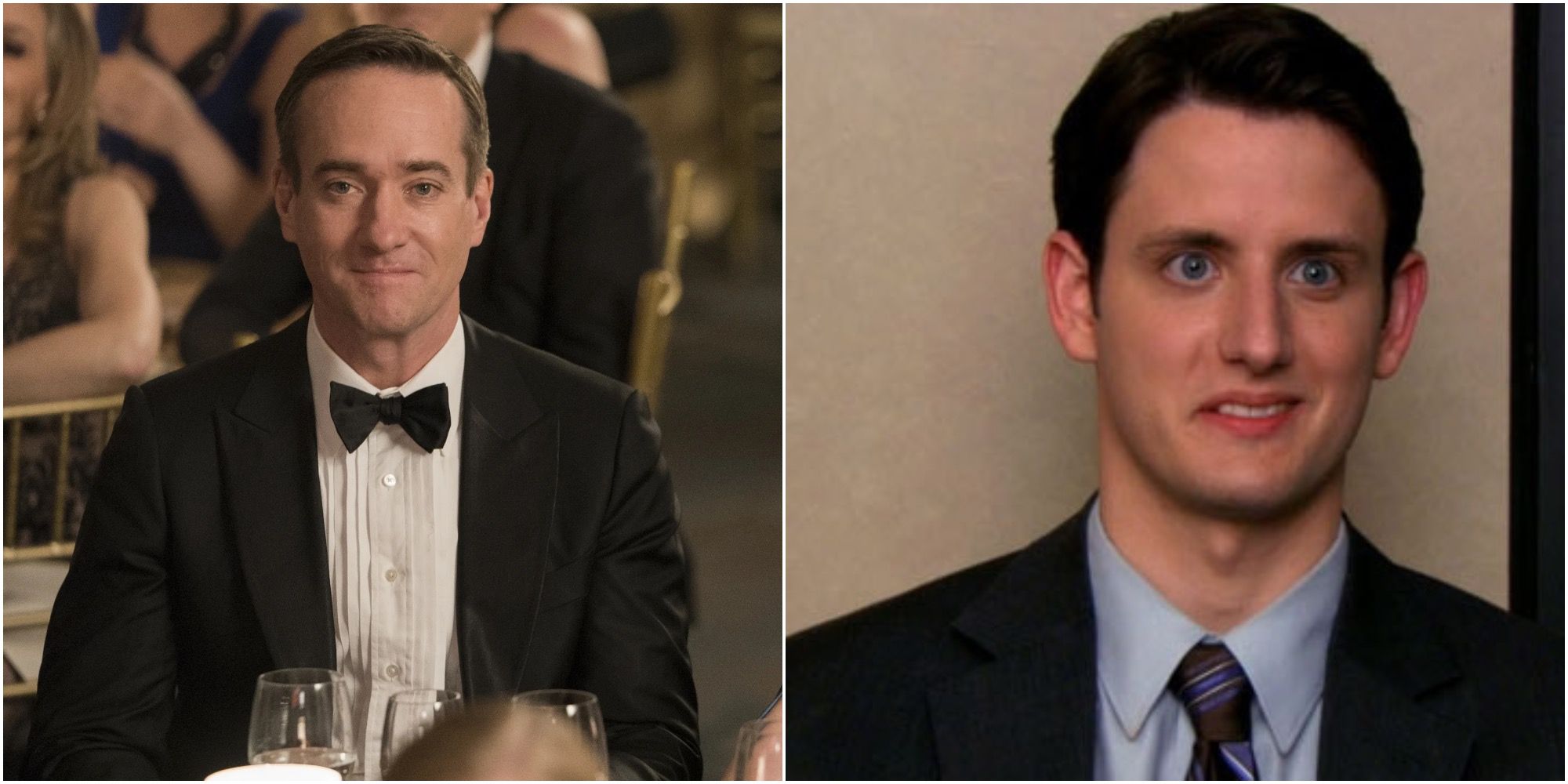 Split image of Tom Wambsgans (Succession) and Gabe Lewis (The Office) 