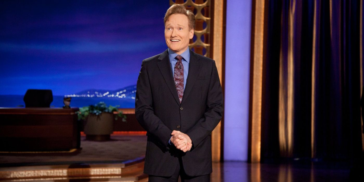 Conan O'Brien while hosting his late night show.