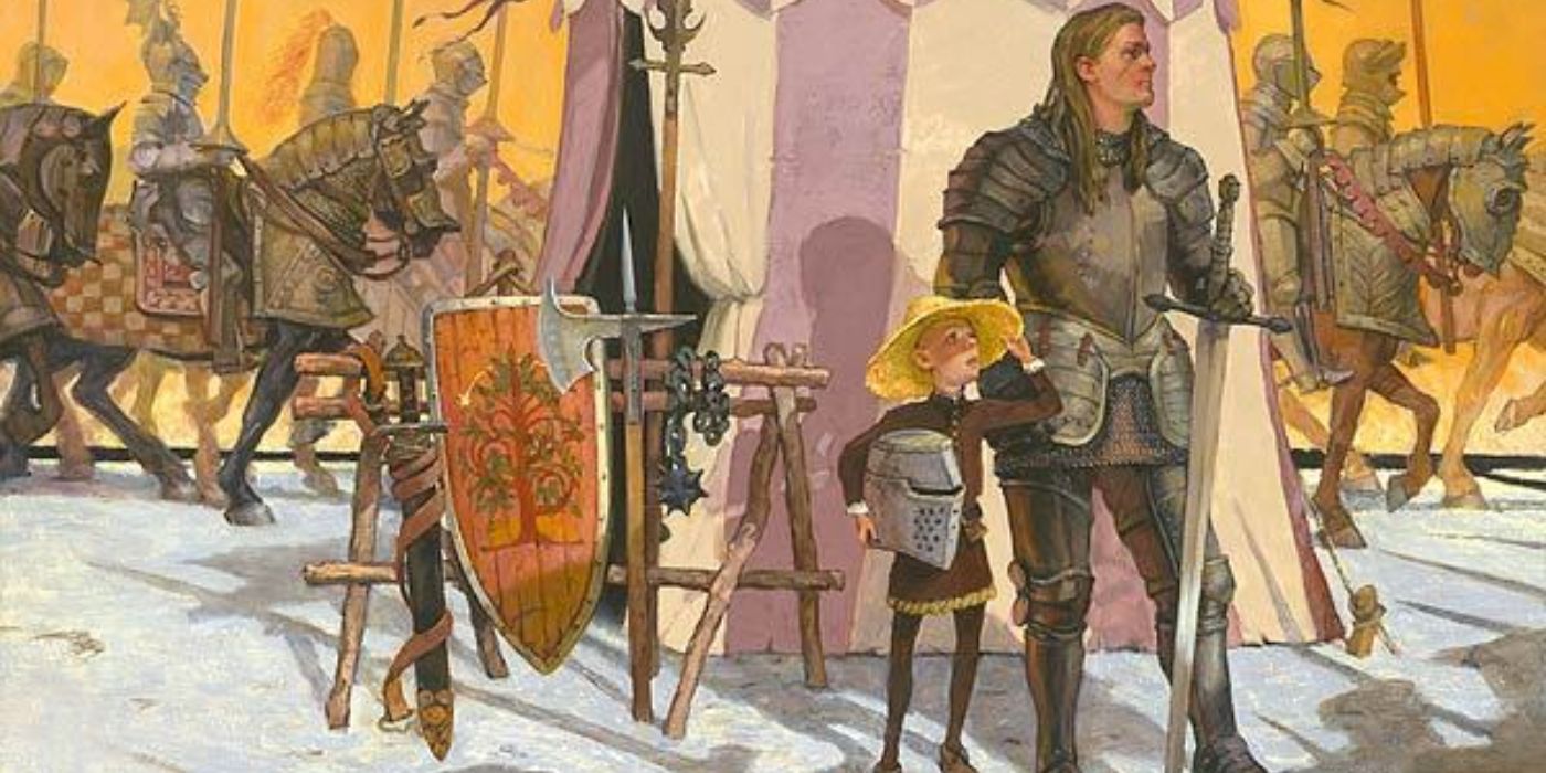 The book cover of The Tales of Dunk and Egg featuring a knight and his squire